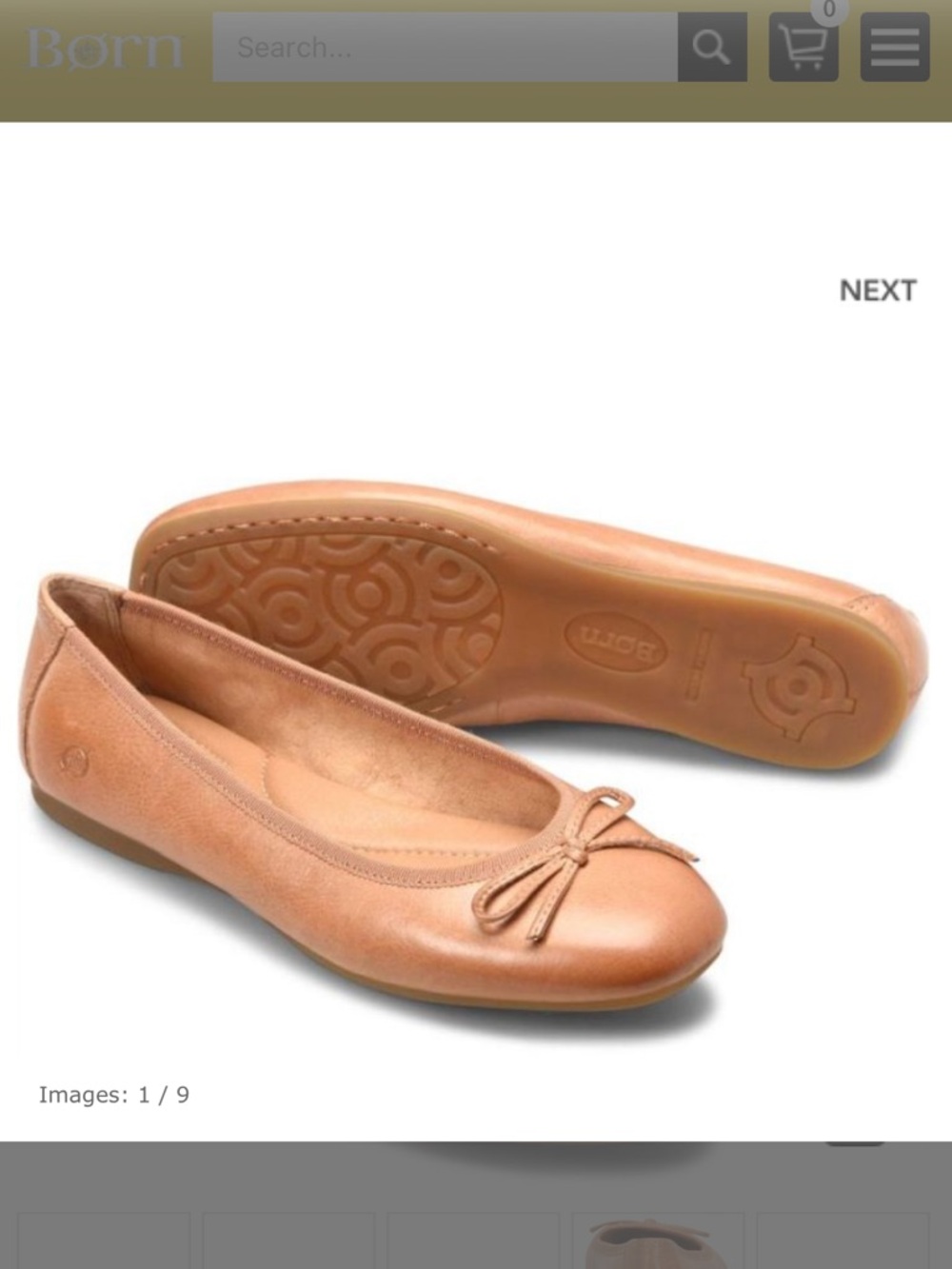 NIB Born Brin Women's Bow-Accent Ballet Flats in Natural/Almond Sz 9.5M